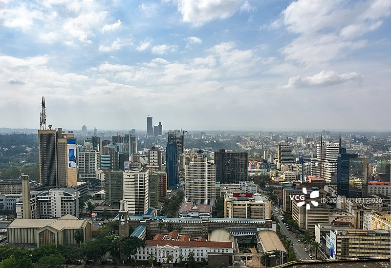 肯尼亚内罗毕城市天际线航拍图片素材