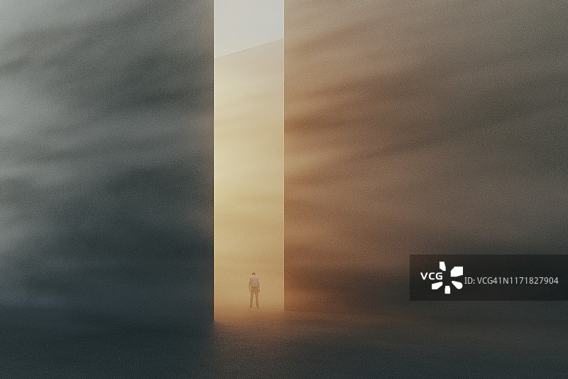 悲伤的商人离开城市图片素材