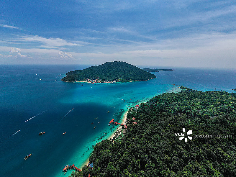 马来西亚丁加奴州大小停泊岛的鸟瞰图图片素材