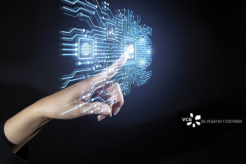 物联网IOT数字电路面板图片素材