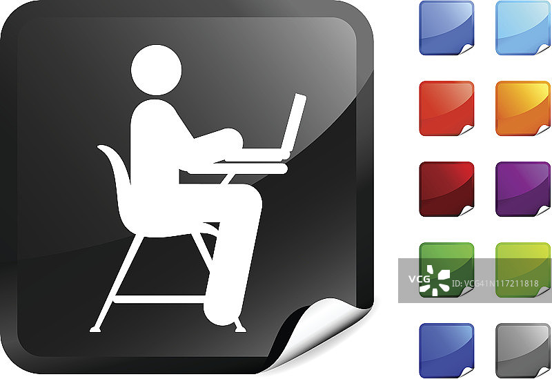 使用笔记本电脑上网的学生矢量图标图片素材