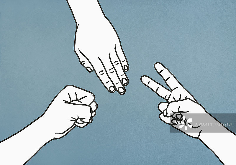 人们玩石头剪刀布图片素材