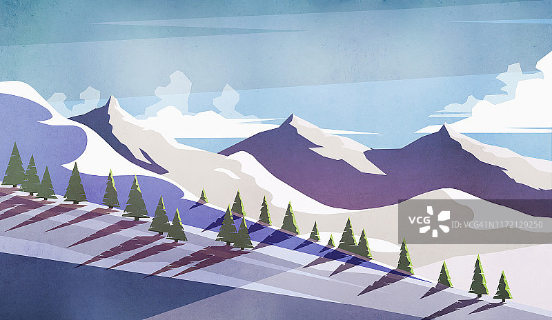 阳光明媚的雪山风光图片素材