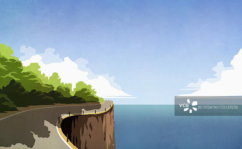 蜿蜒的沿海悬崖公路图片素材