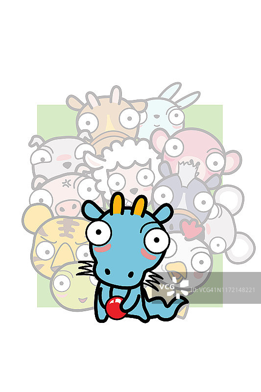龙年主题插画角色设计，中国风生肖元素图片素材