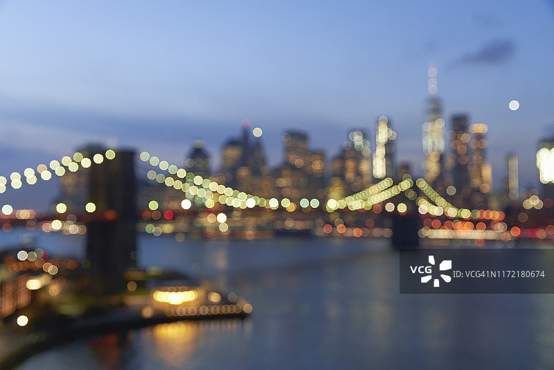 纽约夜景虚焦图图片素材