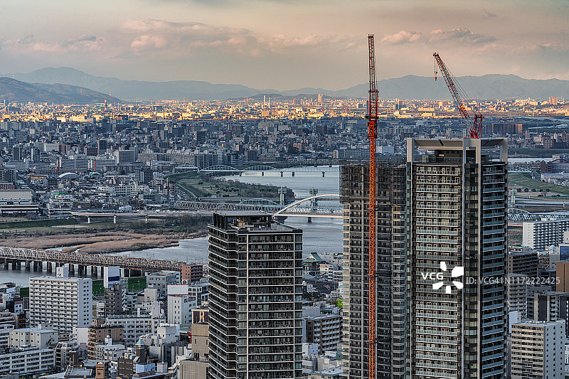 大阪傍晚城市景观图片素材