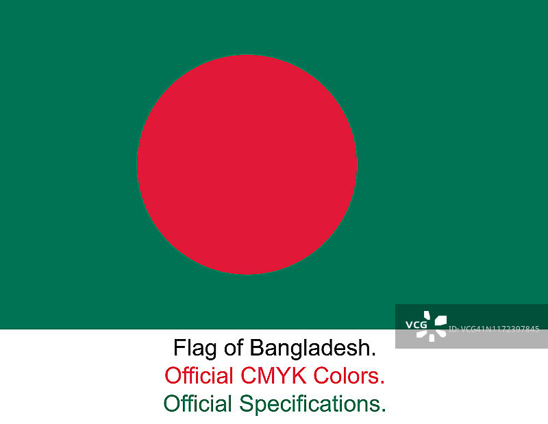 孟加拉国国旗（官方CMYK颜色和规格）图片素材