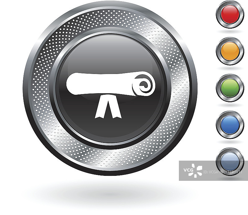 金属按钮上的免版税毕业文凭矢量艺术图片素材