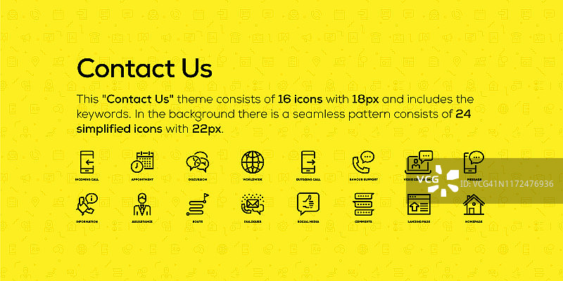 联系我们主题线性图标（含背景图案）图片素材