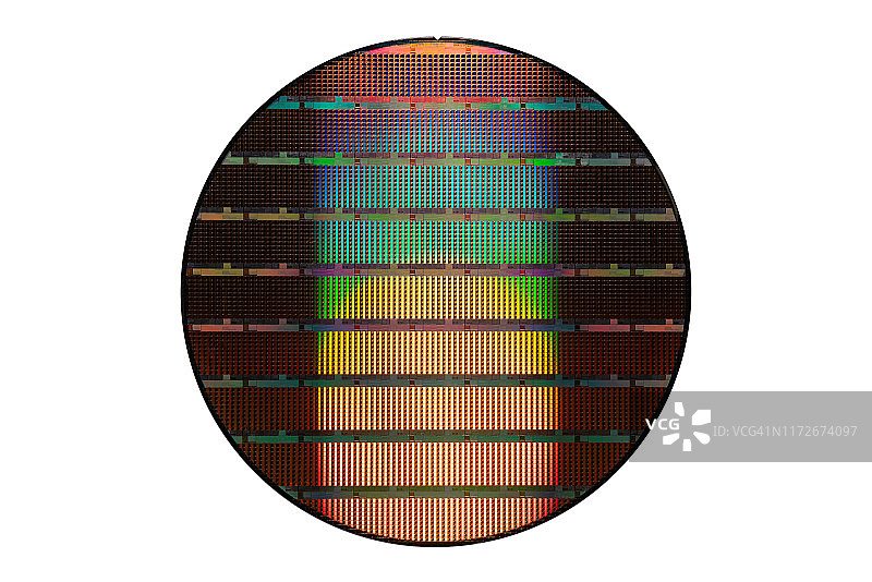 白色背景上的电脑半导体晶圆图片素材