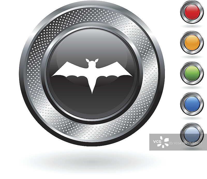 金属按钮上的万圣节蝙蝠免版税矢量艺术图片素材