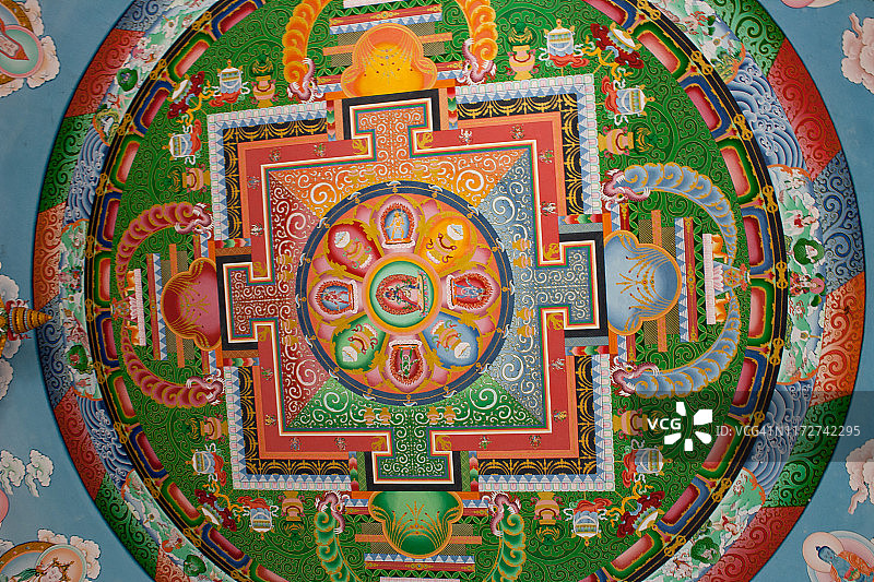 尼泊尔蓝毗尼德国寺庙唐卡艺术图片素材
