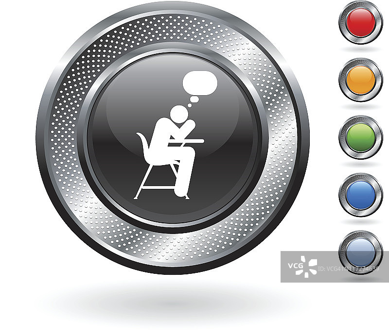 金属按钮上的学生思考免版税矢量艺术作品图片素材