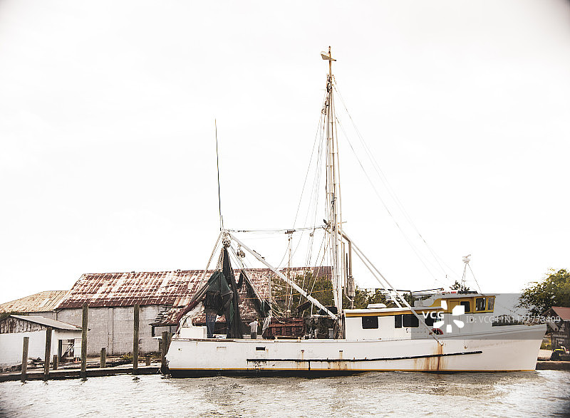 码头上的虾船图片素材