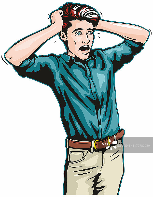 波普艺术风格的惊恐男人图片素材