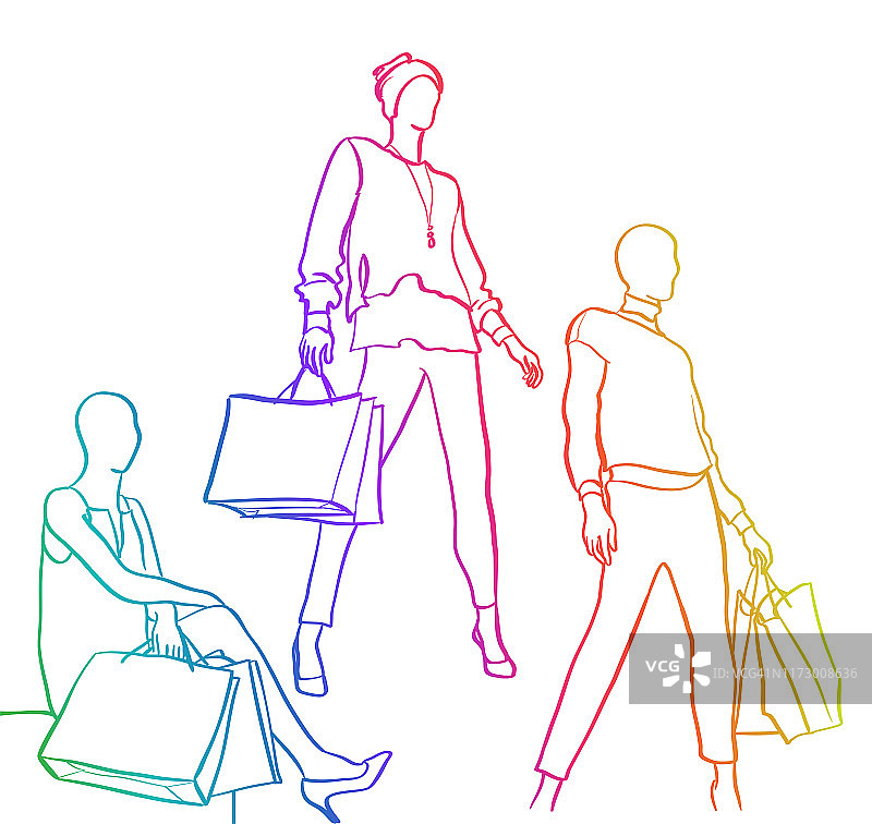 彩虹购物模特图片素材