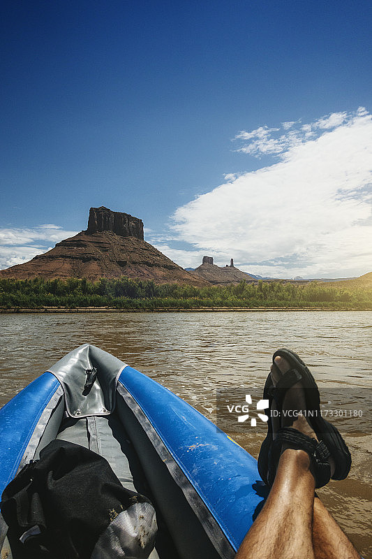 科罗拉多河皮划艇漂流第一视角，摩押图片素材