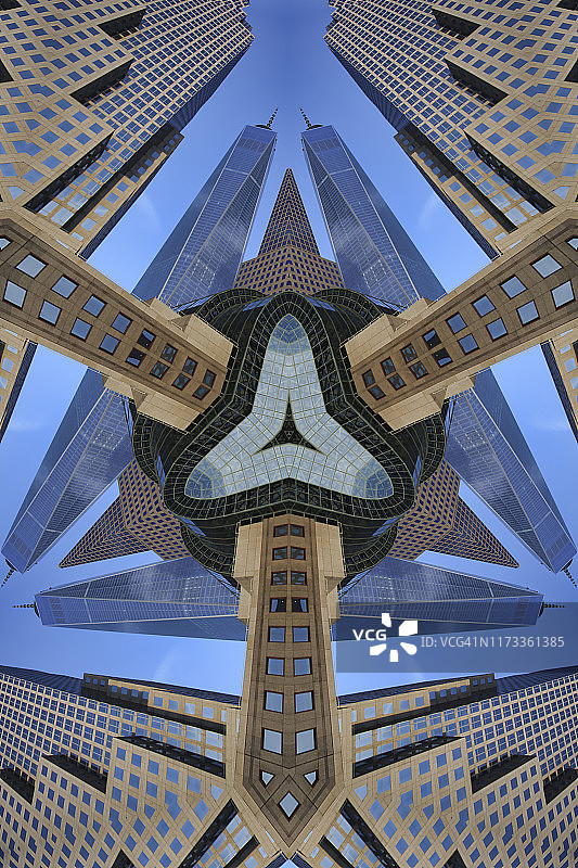 下曼哈顿世界金融中心（2014年更名为布鲁克菲尔德广场）万花筒图像图片素材