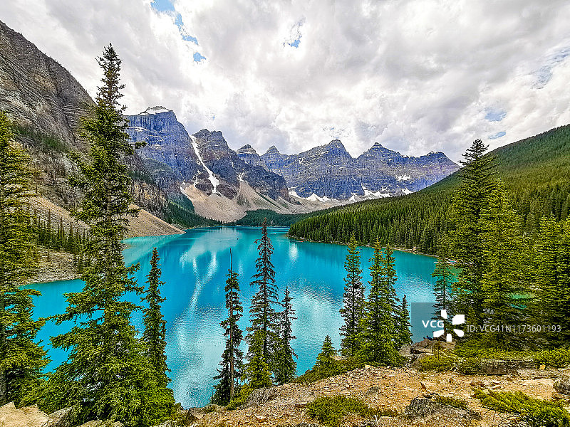 加拿大班夫国家公园的莫兰湖和十峰谷图片素材
