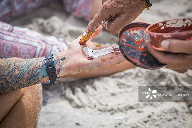 中国台湾少数民族的手绘文化仪式图片素材