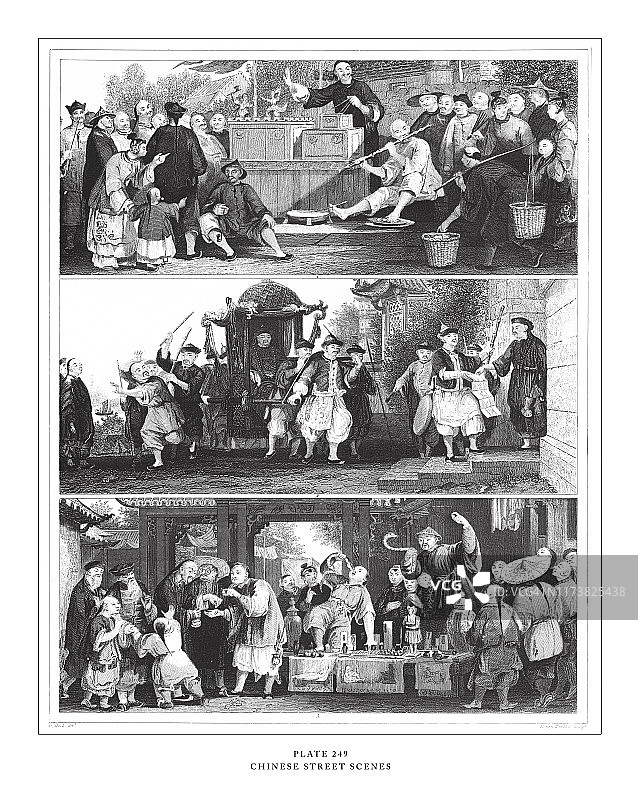 1851年中国街景古版画图片素材
