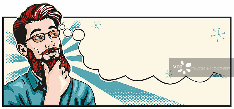 波普艺术风格思考中的潮男图片素材