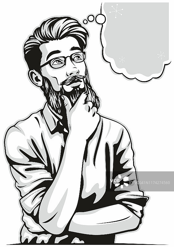 波普艺术风格思考中的潮男图片素材