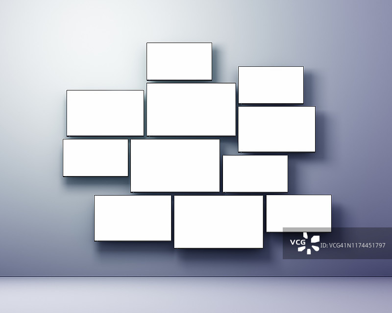 多个扁平风格的电视屏幕，尺寸各异图片素材