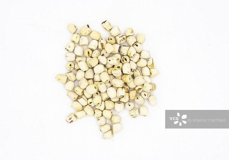 白色背景下的莲子图片素材