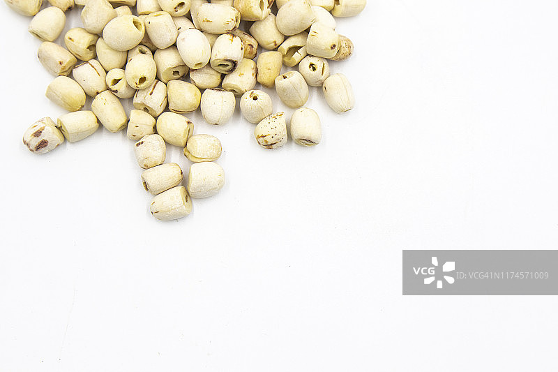 白色背景下的莲子图片素材