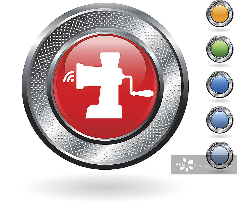 金属按钮上的免版税绞肉机矢量图图片素材