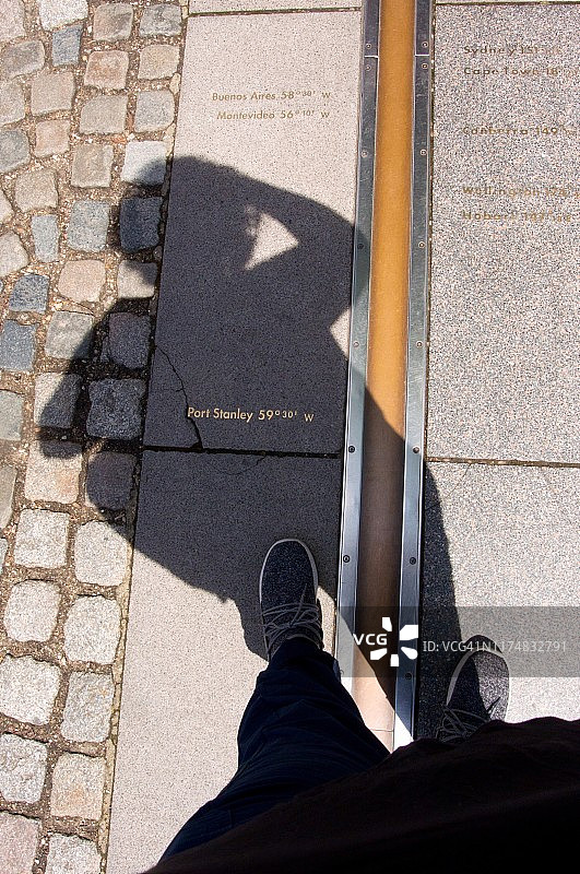 格林威治子午线阴影的个人视角图片素材