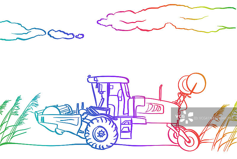 加拿大草原拖拉机彩虹图片素材