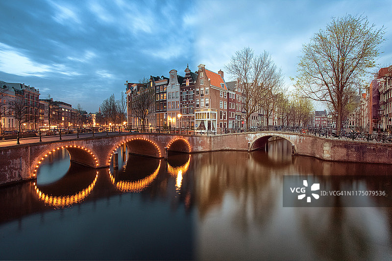 阿姆斯特丹夜景到白天图片素材