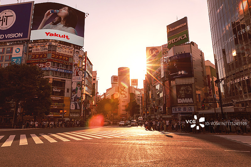 日本东京涩谷十字路口航拍图片素材