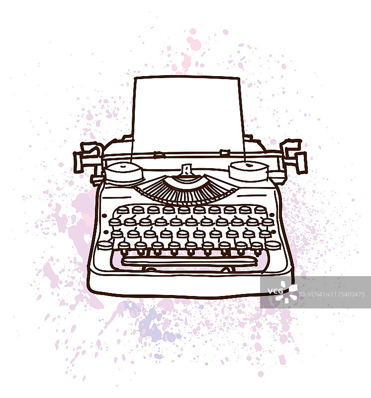 打字机简笔画图片素材