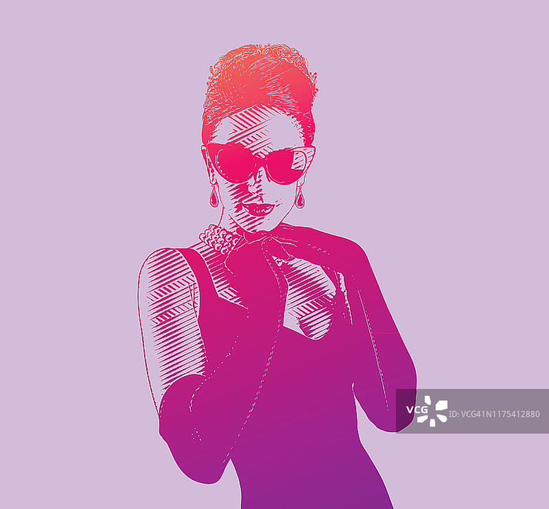 穿着复古时装的迷人女性图片素材