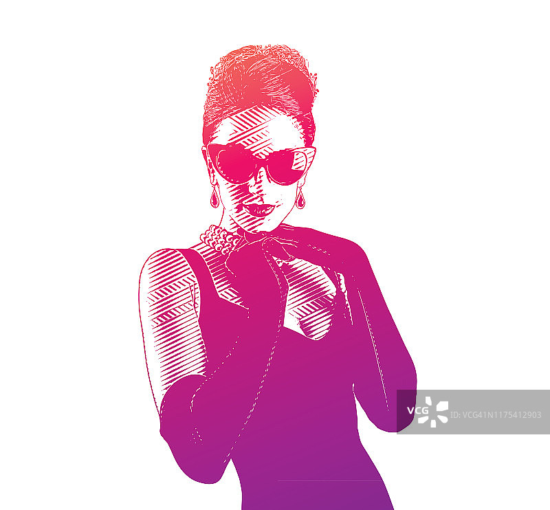 穿着复古时装的迷人女性图片素材