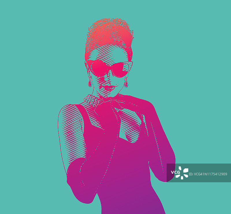 穿着复古时装的迷人女性图片素材