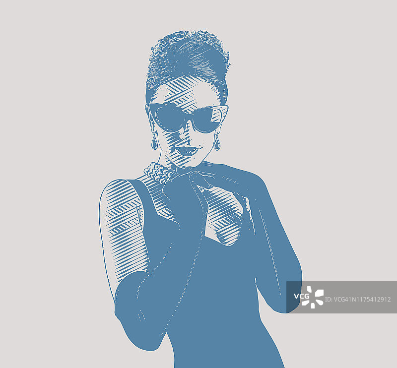 穿着复古时装的迷人女性图片素材