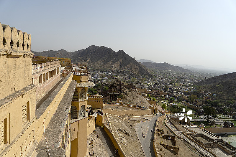 斋浦尔琥珀堡和莫卧儿帝国的壮丽建筑，印度拉贾斯坦邦图片素材