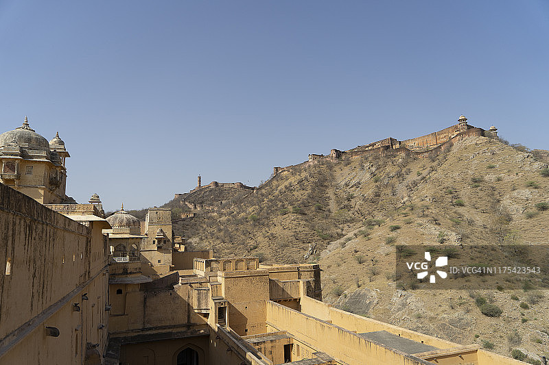 斋浦尔琥珀堡和莫卧儿帝国的壮丽建筑，印度拉贾斯坦邦图片素材
