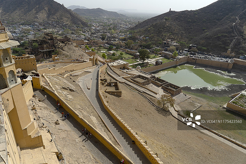 斋浦尔琥珀堡和莫卧儿帝国的壮丽建筑，印度拉贾斯坦邦图片素材