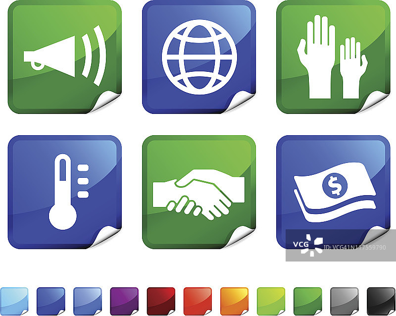 慈善免版税矢量图标贴纸套装图片素材