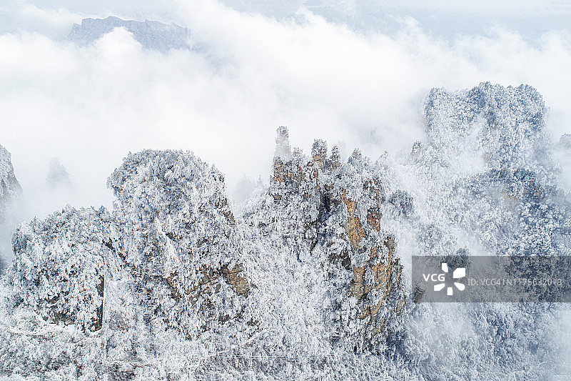 湖南张家界天子山暴雪后图片素材