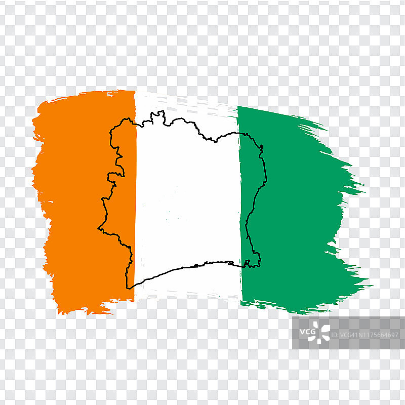 科特迪瓦国旗笔触和地图图片素材