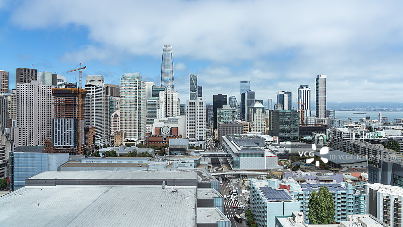 从市场南部拍摄的旧金山天际线高角度景观图片素材