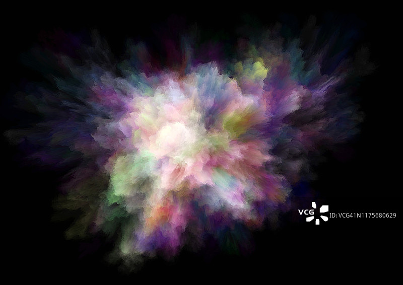 彩色彩虹洒红节颜料粉末爆炸（黑色背景）图片素材