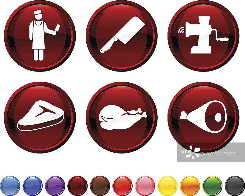 肉铺免版税矢量图标集图片素材